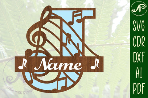 Music Monogram Letter J SVG Cut File SVG APInspireddesigns 