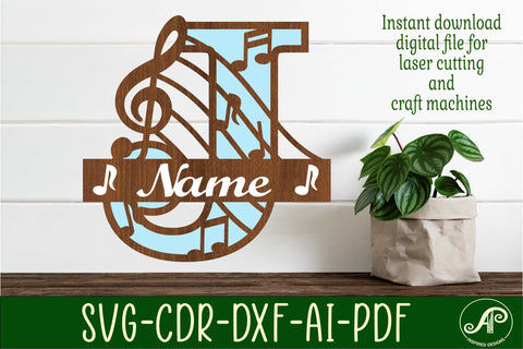 Music Monogram Letter J SVG Cut File SVG APInspireddesigns 