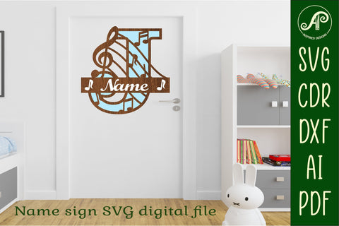 Music Monogram Letter J SVG Cut File SVG APInspireddesigns 