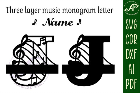 Music Monogram Letter J SVG Cut File SVG APInspireddesigns 