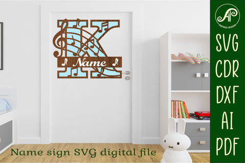 Music Monogram Letter K SVG Cut File SVG APInspireddesigns 