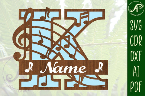 Music Monogram Letter K SVG Cut File SVG APInspireddesigns 