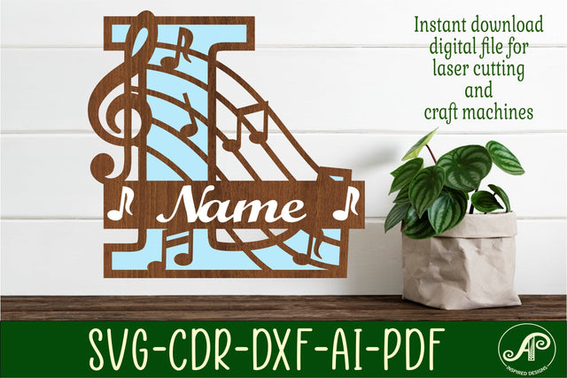 Music Monogram Letter L SVG Cut File SVG APInspireddesigns 