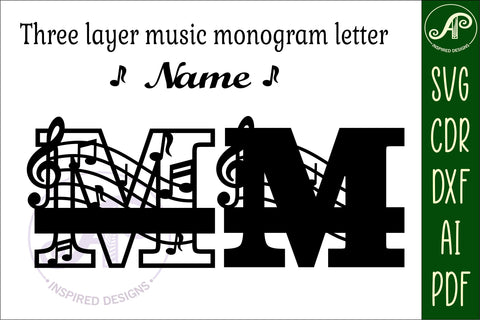 Music Monogram Letter M SVG Cut File SVG APInspireddesigns 