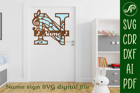 Music Monogram Letter N SVG Cut File SVG APInspireddesigns 