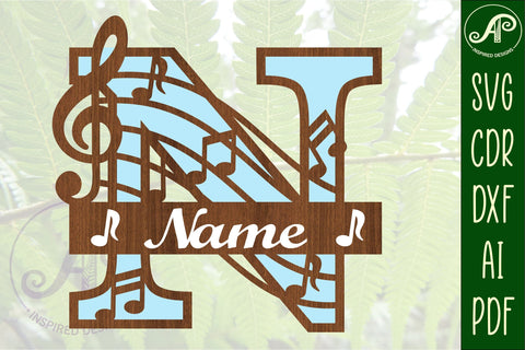 Music Monogram Letter N SVG Cut File SVG APInspireddesigns 
