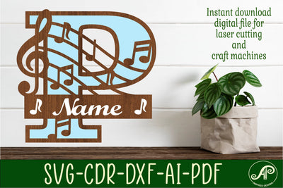 Music Monogram Letter P SVG Cut File SVG APInspireddesigns 
