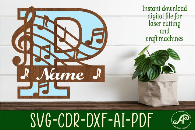 Music Monogram Letter P SVG Cut File SVG APInspireddesigns 