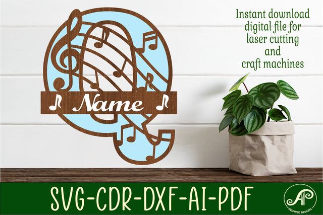 Music Monogram Letter Q SVG Cut File SVG APInspireddesigns 
