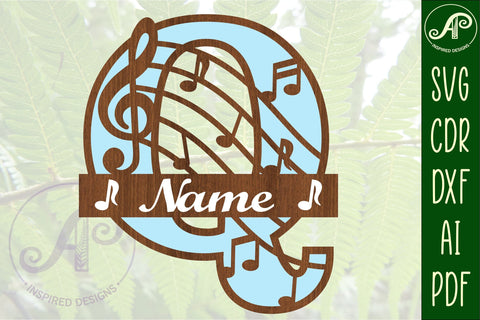 Music Monogram Letter Q SVG Cut File SVG APInspireddesigns 