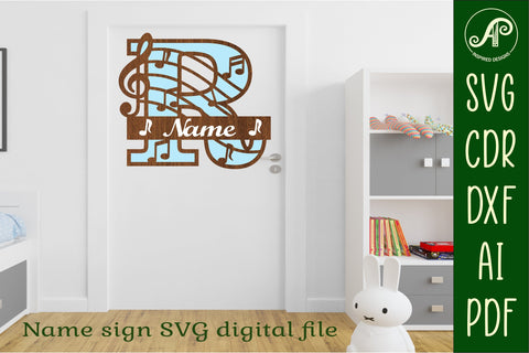 Music Monogram Letter R SVG Cut File SVG APInspireddesigns 