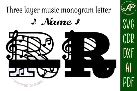 Music Monogram Letter R SVG Cut File SVG APInspireddesigns 