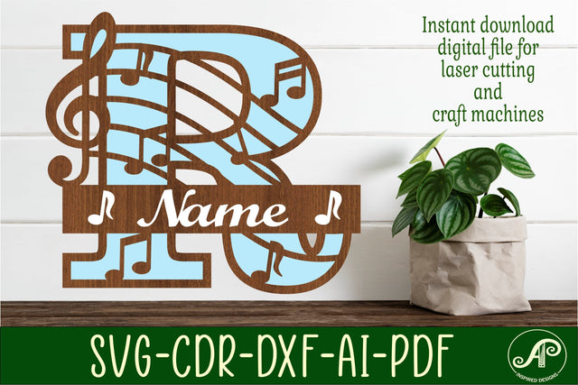 Music Monogram Letter R SVG Cut File SVG APInspireddesigns 