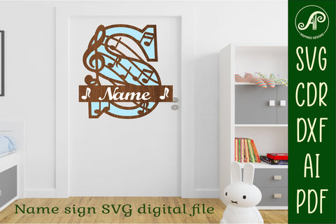 Music Monogram Letter S SVG Cut File SVG APInspireddesigns 