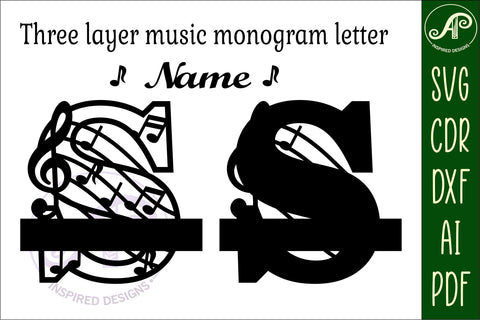 Music Monogram Letter S SVG Cut File SVG APInspireddesigns 