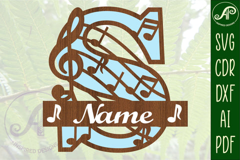 Music Monogram Letter S SVG Cut File SVG APInspireddesigns 