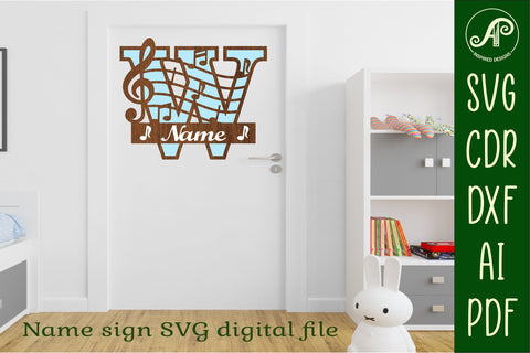 Music Monogram Letter W SVG Cut File SVG APInspireddesigns 