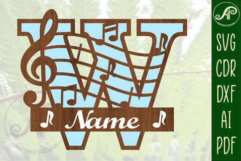 Music Monogram Letter W SVG Cut File SVG APInspireddesigns 