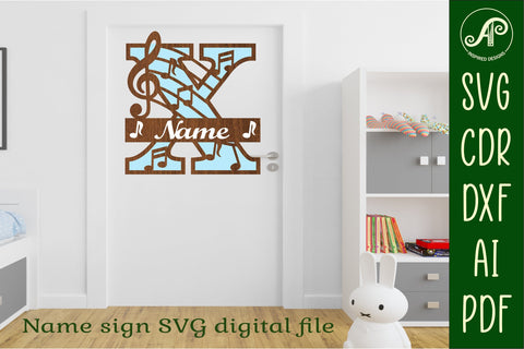 Music Monogram Letter X SVG Cut File SVG APInspireddesigns 