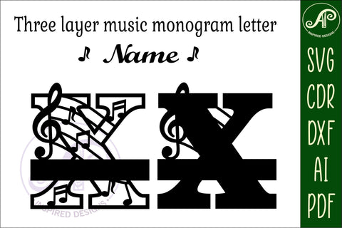 Music Monogram Letter X SVG Cut File SVG APInspireddesigns 