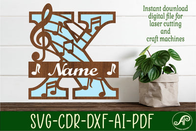 Music Monogram Letter X SVG Cut File SVG APInspireddesigns 