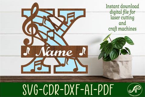 Music Monogram Letter X SVG Cut File SVG APInspireddesigns 