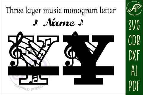 Music Monogram Letter Y SVG Cut File SVG APInspireddesigns 