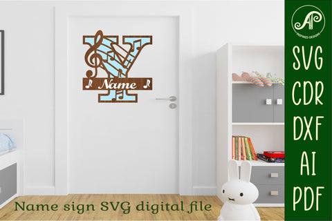 Music Monogram Letter Y SVG Cut File SVG APInspireddesigns 