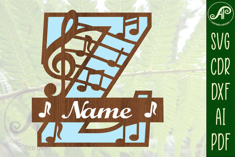 Music Monogram Letter Z SVG Cut File SVG APInspireddesigns 