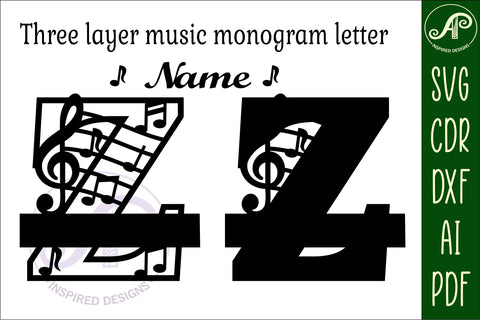 Music Monogram Letter Z SVG Cut File SVG APInspireddesigns 