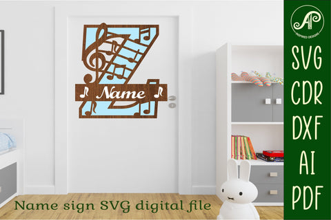 Music Monogram Letter Z SVG Cut File SVG APInspireddesigns 