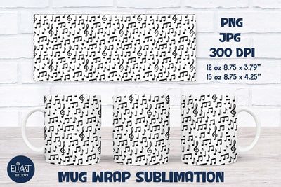 Music Note Sublimation, Treble Clef Mug Wrap Sublimation. Sublimation Elinorka 