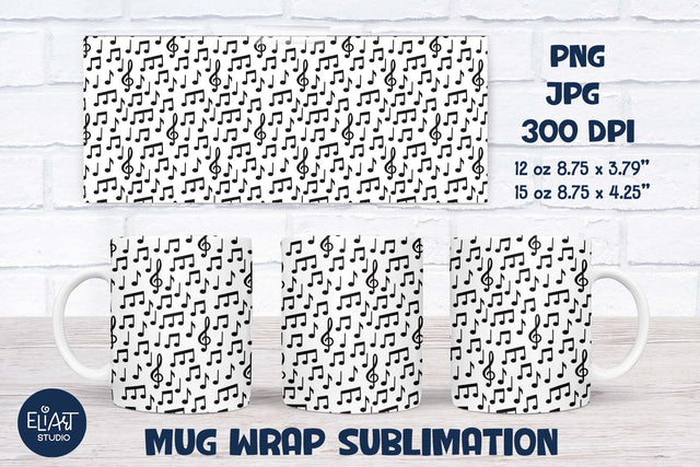 Music Note Sublimation, Treble Clef Mug Wrap Sublimation. Sublimation Elinorka 