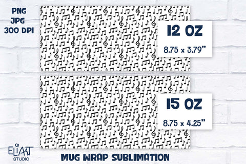 Music Note Sublimation, Treble Clef Mug Wrap Sublimation. Sublimation Elinorka 