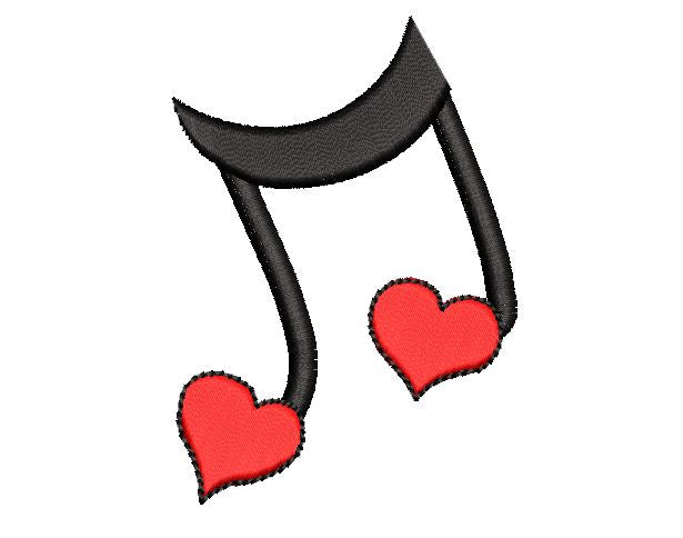 Music Note with heart, Music Machine Embroidery Design Embroidery/Applique DESIGNS Canada Embroidery 