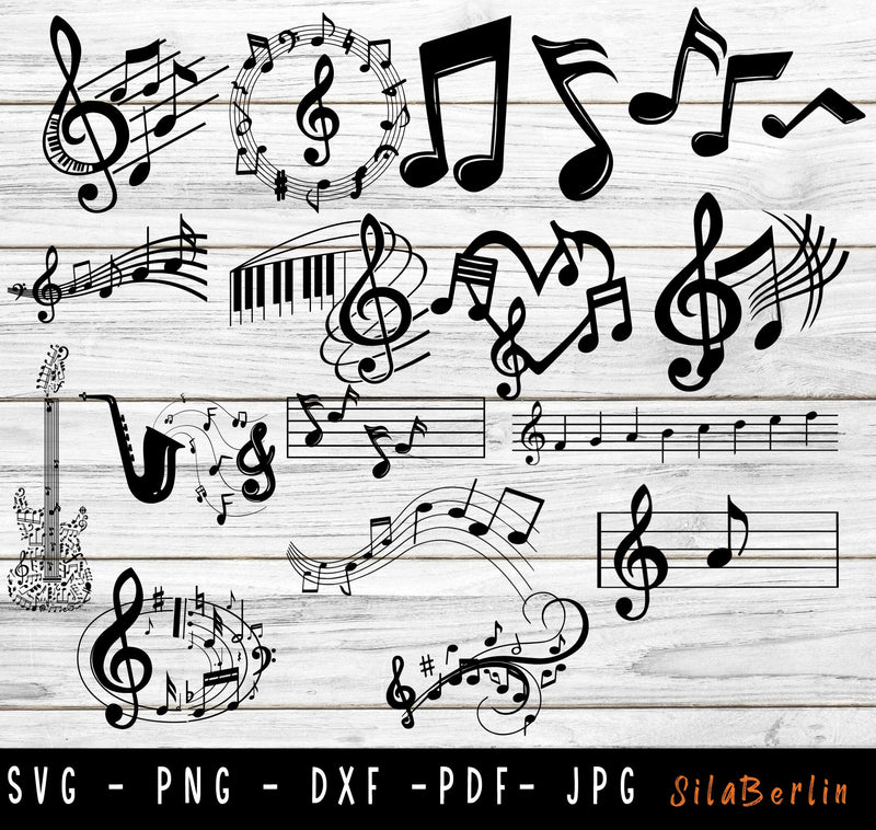 Music Notes Bundle SVG, Music Svg, Music Key Svg, Guitar Note Svg ...