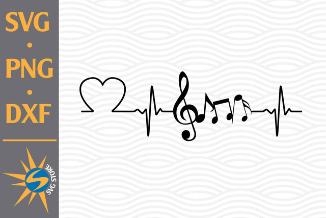 Music Notes Heartbeat SVG, PNG, DXF Digital Files Include SVG SVGStoreShop 