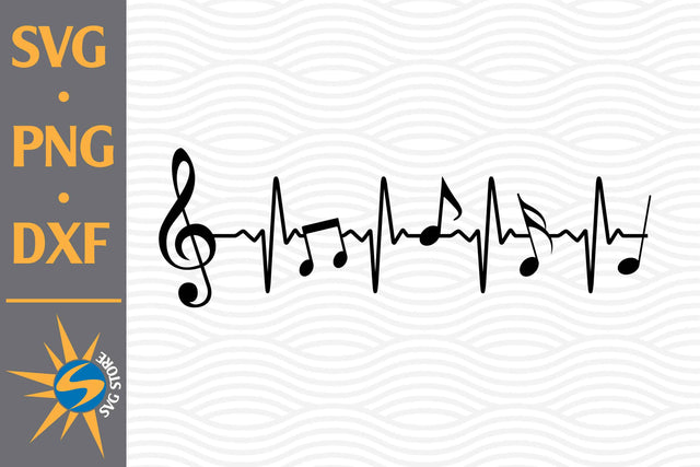 Music Notes Heartbeat SVG, PNG, DXF Digital Files Include SVG SVGStoreShop 