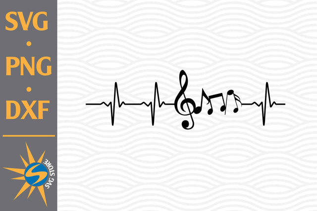 Music Notes Heartbeat SVG, PNG, DXF Digital Files Include SVG SVGStoreShop 