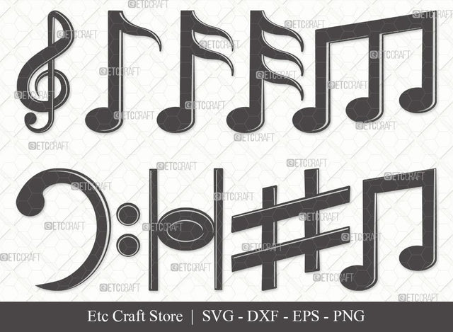 Music Notes Silhouette SVG Cut File | Musical Notes Svg | Music Svg | Music Keys Svg | Bundle SVG ETC Craft 