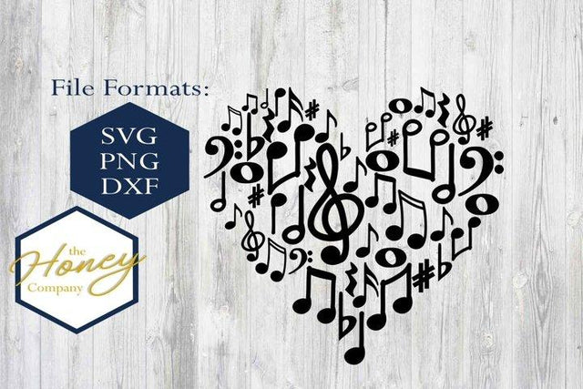 Music Notes SVG PNG DXF Piano Teacher Heart Cutting File SVG The Honey Company 
