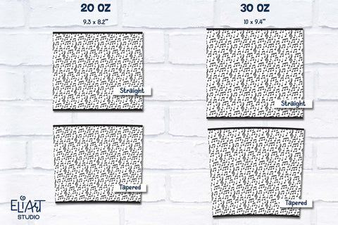 Music Notes Tumbler Wrap, Treble Clef Seamless Tumbler Wrap 20 30 OZ. Sublimation Elinorka 