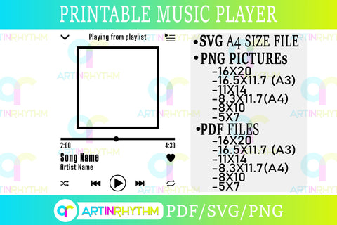 Music Player SVG, PNG, PDF SVG Artinrhythm shop 