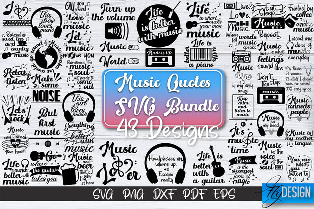 Music Quotes SVG Bundle | Funny Music Sayings SVG Fly Design 