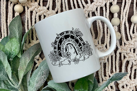 Music Rainbow SVG with Flowers, Music Notes SVG, Treble Clef. SVG Elinorka 