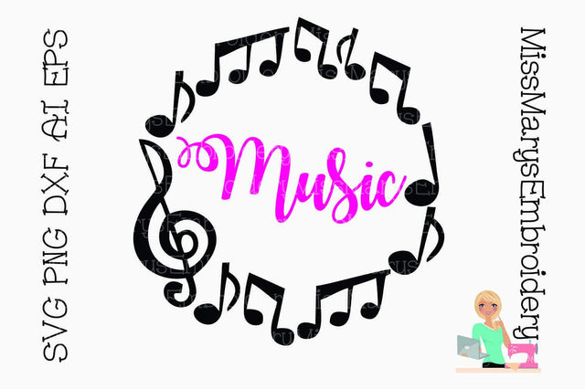 Music School Subject Frame SVG MissMarysEmbroidery 