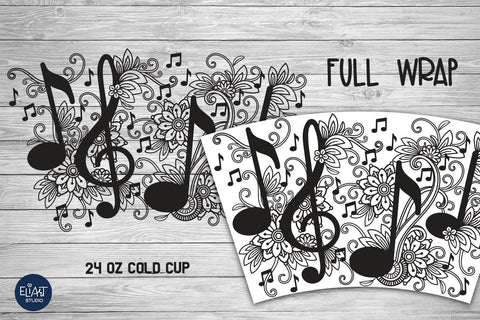 Music SVG, Floral Cup Wrap SVG, Treble Clef SVG. SVG Elinorka 