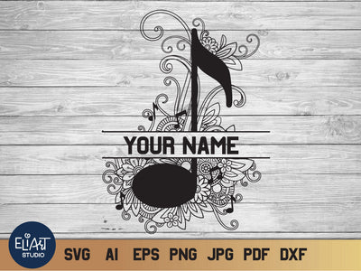 Music SVG Split Monogram, Music Notes SVG. SVG Elinorka 