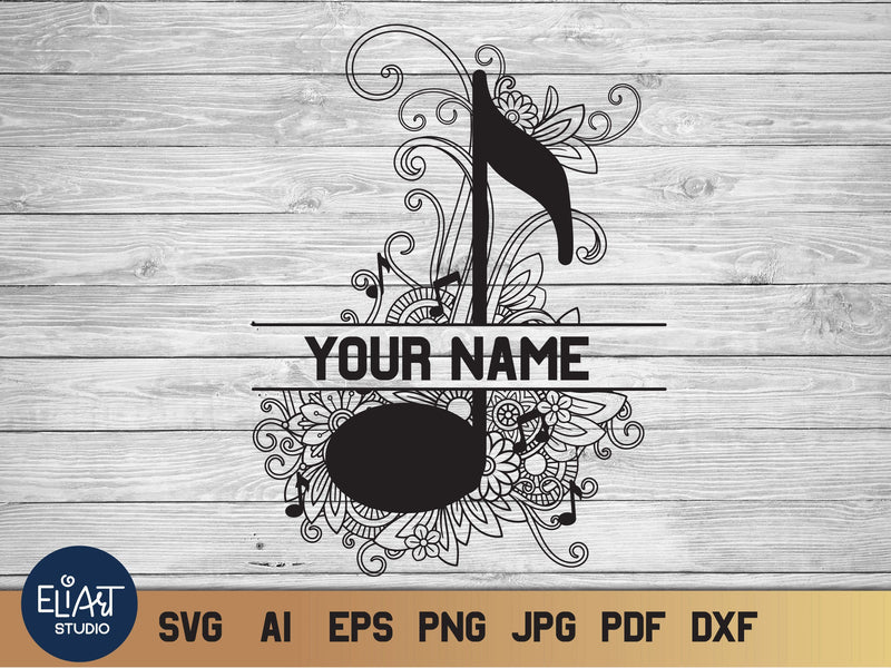 Music SVG Split Monogram, Music Notes SVG. SVG Elinorka 