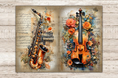 Musical Instruments Printable Paper | Junk Journal Pages - So Fontsy